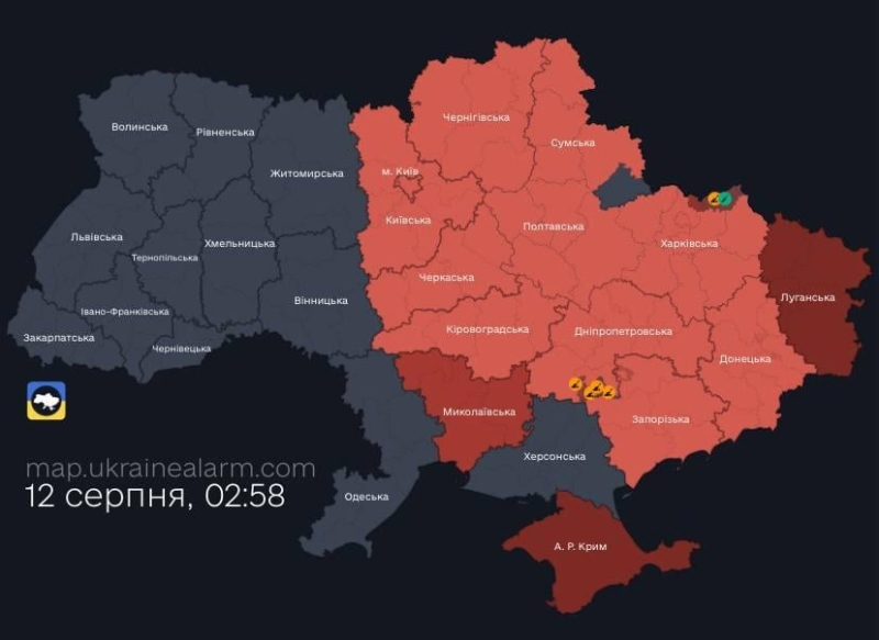 Атака ворожих дронів та ракет на Україну в ніч на вівторок 12 серпня